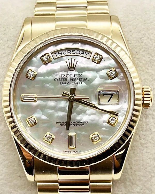 Rolex Day-Date 36MM Mother of Pearl Dial Yellow Gold President Bracelet (118238)