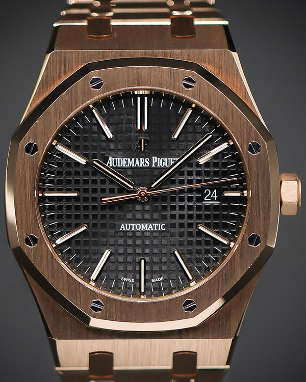 2015 Audemars Piguet Royal Oak Selfwinding 41MM Black Dial Red Gold Bracelet (15400OR.OO.1220OR.01)