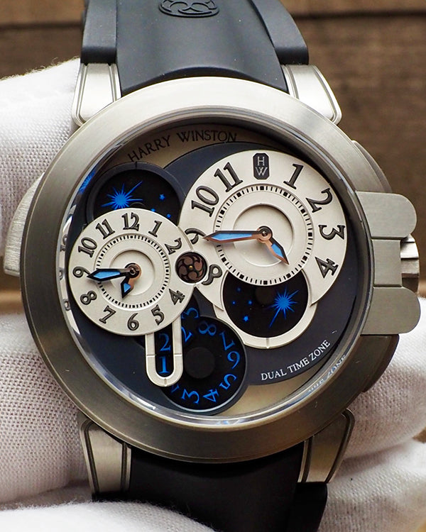 2008 Harry Winston Ocean Z4 Zalium Limited Edition 44mm Blue-White Dial Rubber Strap (400-MATZ)