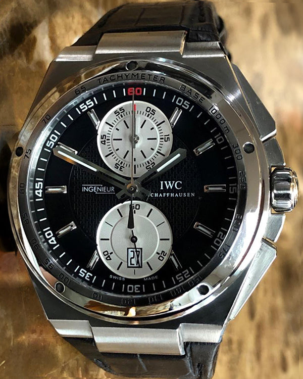 IWC Schaffhausen Ingenieur Chronograph 45MM Black Dial Leather Strap (IW378401)