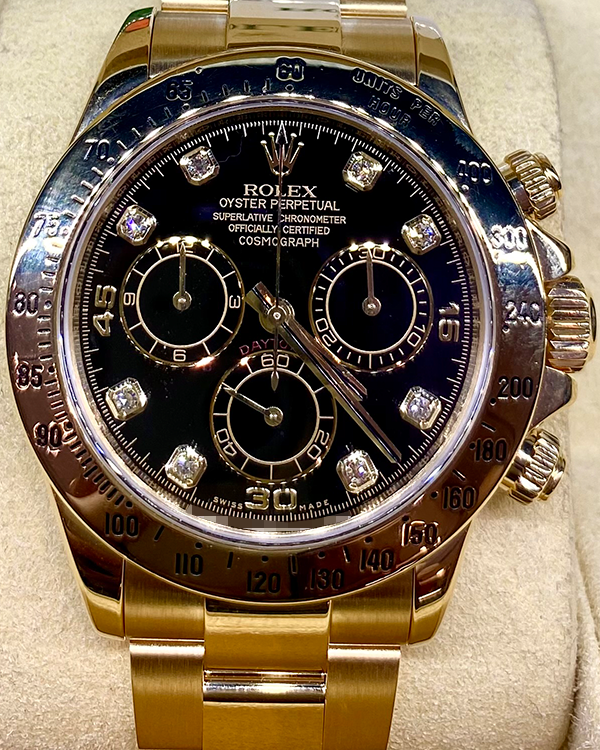 2015 Rolex Cosmograph Daytona 40MM Black Dial Yellow Gold Oyster Bracelet (116528)