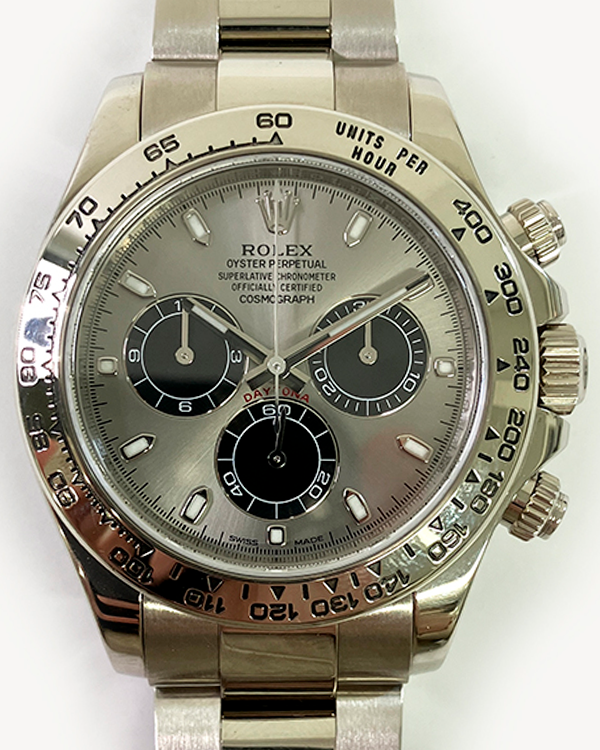 2016 Rolex Cosmograph Daytona 40MM Silver Dial White Gold Oyster Bracelet (116509)