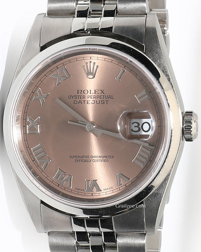 Rolex Datejust 36MM Salmon Dial Steel Bracelet (16200)