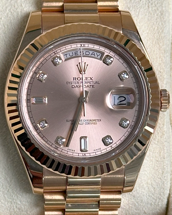 2017 Rolex Day-Date II 41MM Pink Dial Everose Gold President Bracelet (218235)