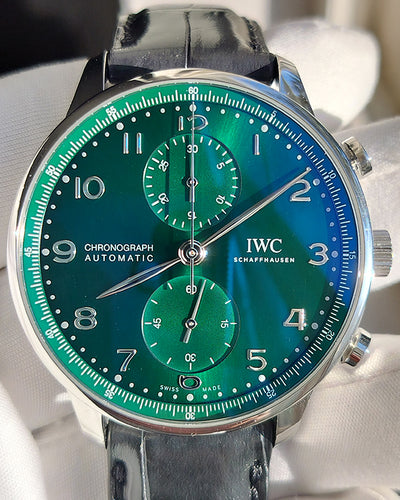 2024 IWC Portugieser Chronograph 41MM Green Dial Leather Strap (IW371615)