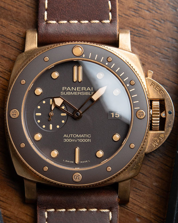 2021 Panerai Luminor Submersible Bronzo 47MM Brown Dial Leather Strap (PAM00968)