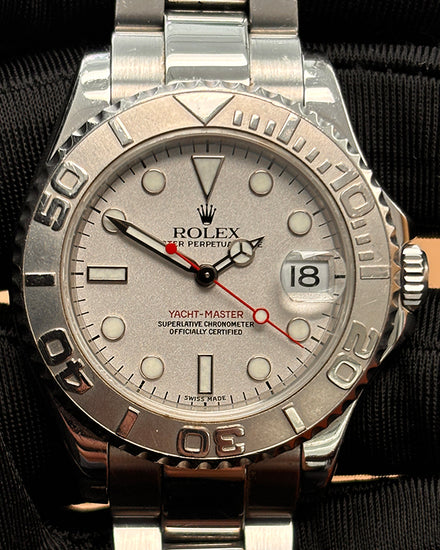 2002 (Y Serial) Rolex Yacht-Master 35MM Platinum Dial Oyster Bracelet (168622)