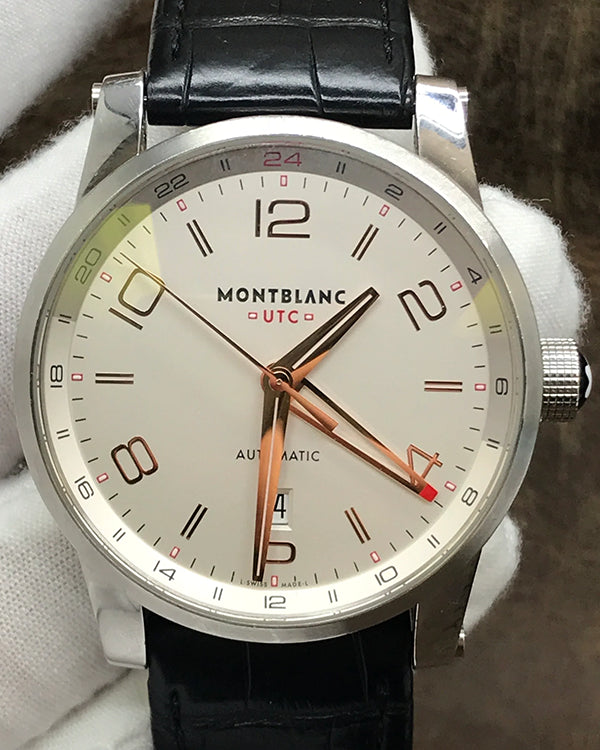 Montblanc Timewalker Voyager UTC 42MM Silver Dial Leather Strap (109136)