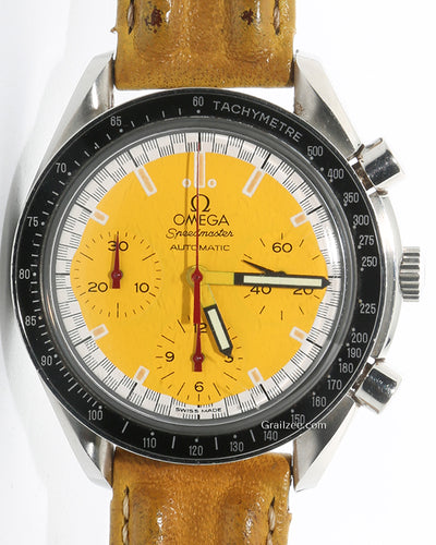 Omega Speedmaster Reduced "Michael Schumacher" 39MM Yellow Dial Leather Strap (3810.12.40)