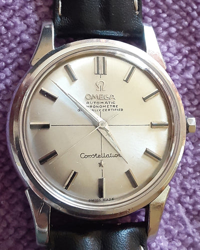 Omega Constellation Vintage 34MM Silver Dial Aftermarket Leather Strap (14381 11 SC)