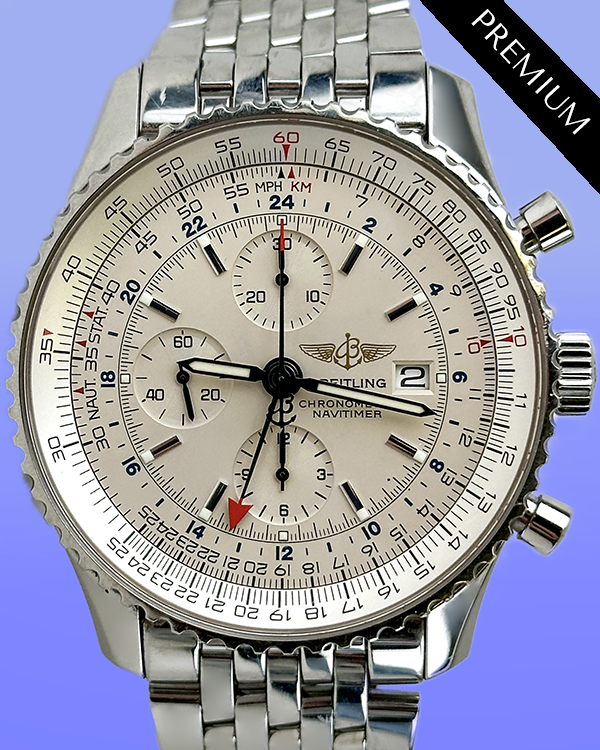 Breitling Navitimer World 46MM White Dial Steel Bracelet (A2432212/G571)