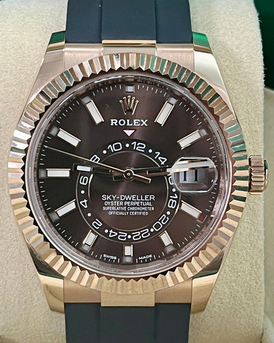 2021 Rolex Sky-Dweller 42MM Chocolate Dial Oysterflex Strap (326235)