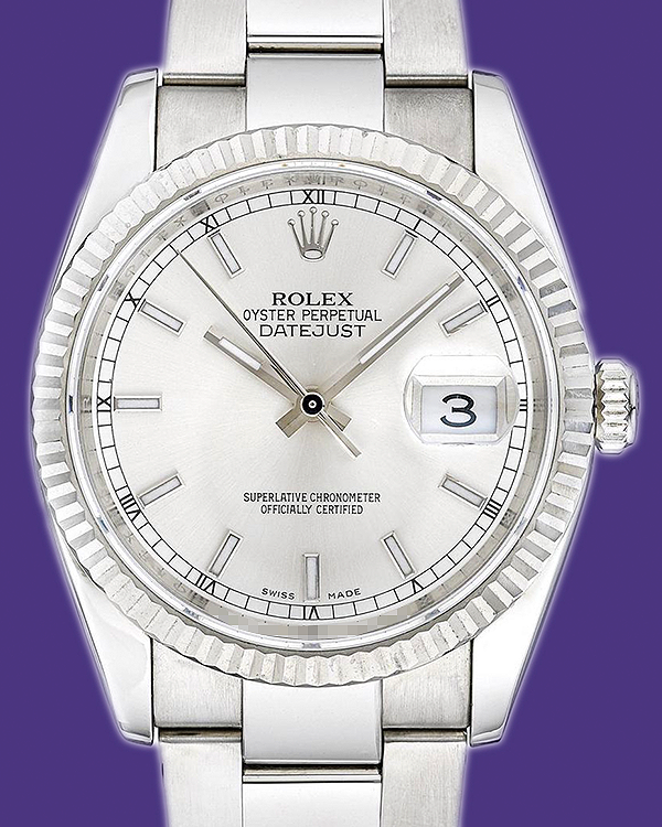 Rolex Datejust 36MM White Gold Dial Oyster Bracelet (126233)