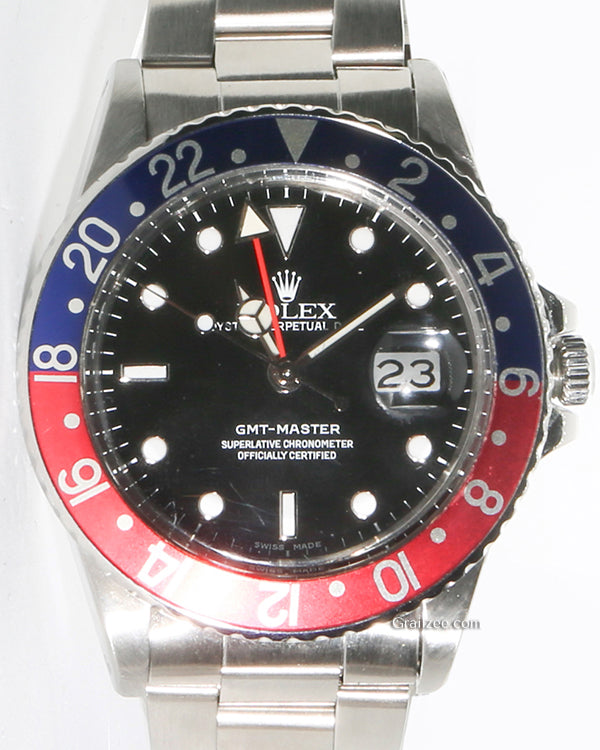 Rolex GMT-Master "Pepsi" 40MM Black Dial Oyster Bracelet (16750)