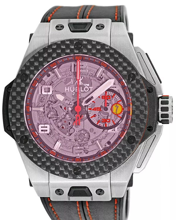 2014 Hublot Big Bang Ferrari 45MM Skeleton Dial Leather Strap (401.NQ.0123.VR)