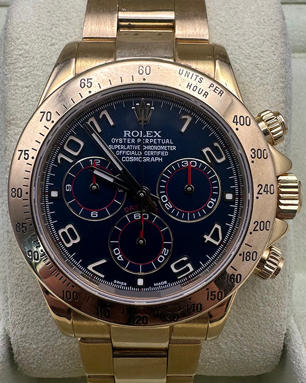 Rolex Cosmograph Daytona 40MM Blue Dial Yellow Gold Oyster Bracelet (116528)