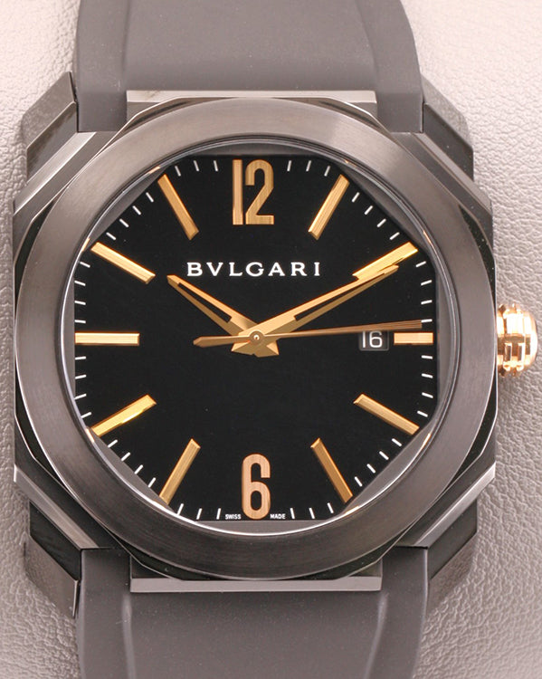 Bvlgari Octo Solotempo 41MM Black Dial Rubber Strap (102581)