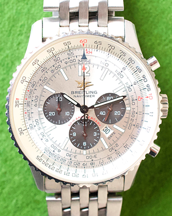 2004 Breitling Navitimer 50th Anniversary 42MM Silver Dial Steel Bracelet (A41322)