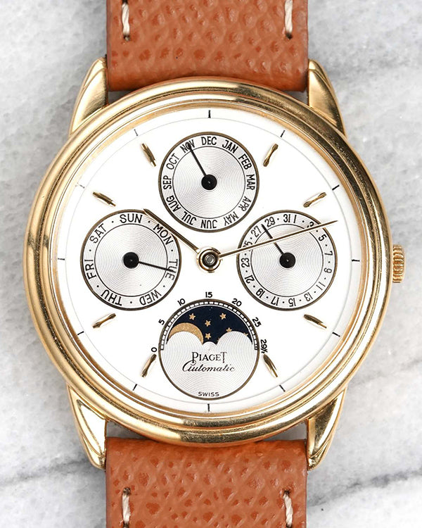 Piaget Classique Triple Calendar Governor 34MM Silver Dial Aftermarket Leather Strap (15958)