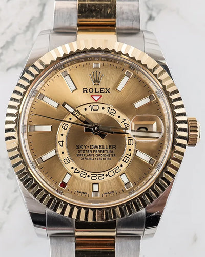 2023 Rolex Sky-Dweller 42MM Gold Dial Two-Tone Oyster Bracelet (326933)