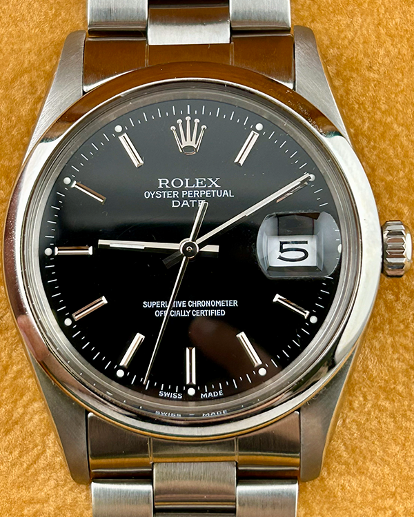 Rolex Oyster Perpetual Date Vintage 34MM Black Dial Oyster Bracelet (15000)