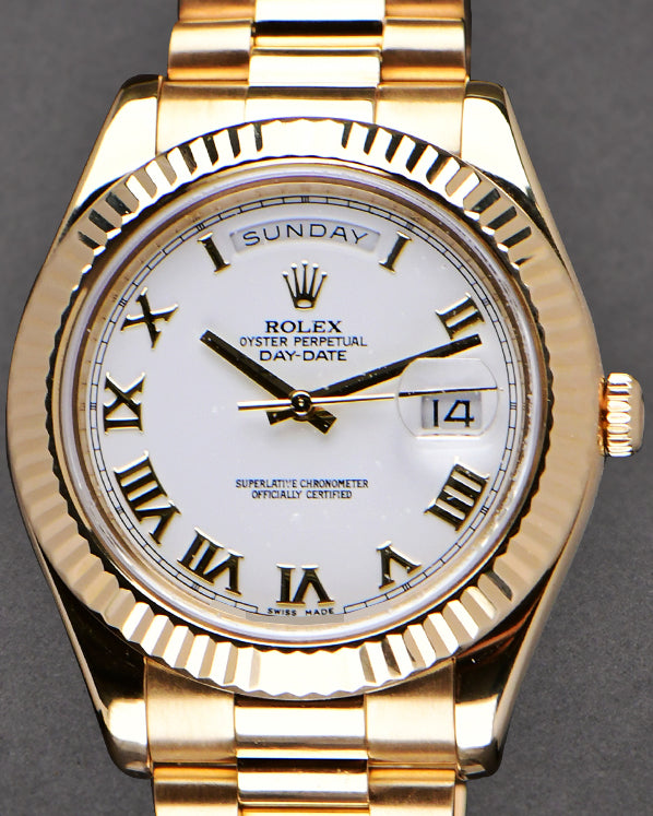 Rolex Day-Date 41M White Dial Yellow Gold President Bracelet (218238)