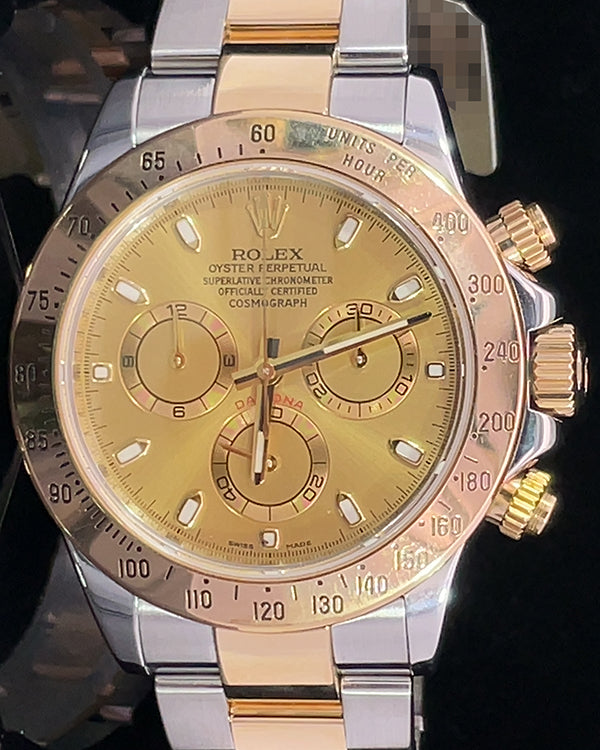 2008 Rolex Cosmograph Daytona 40MM Champagne Dial Two-Tone Oyster Bracelet (116523)