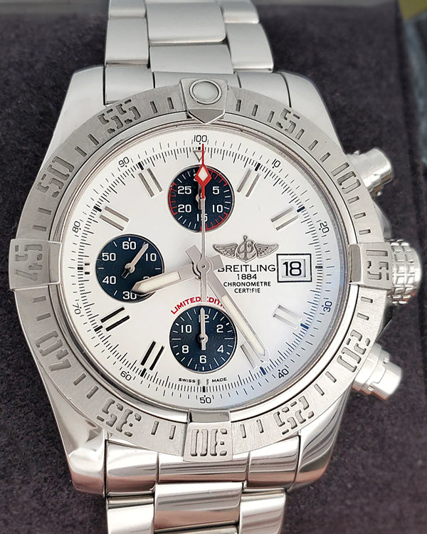 2014 Breitling Avenger II Chronograph L.E. 43MM White Dial Steel Bracelet (A13381)