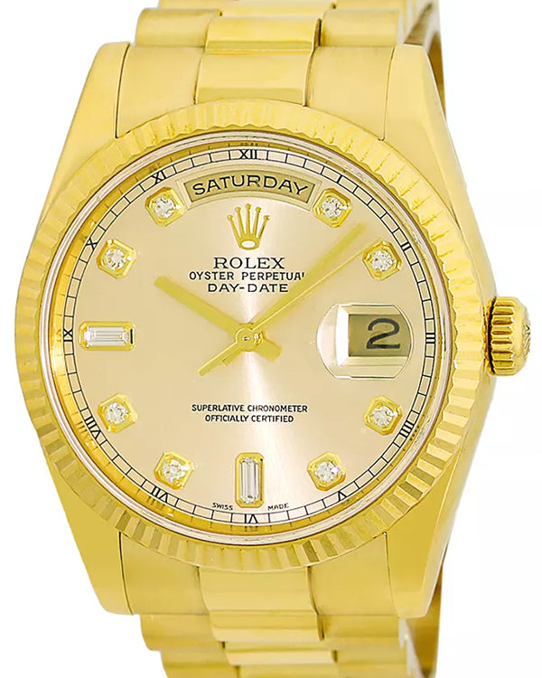 Rolex Day-Date 36MM Champagne Dial Yellow Gold President Bracelet (118238)