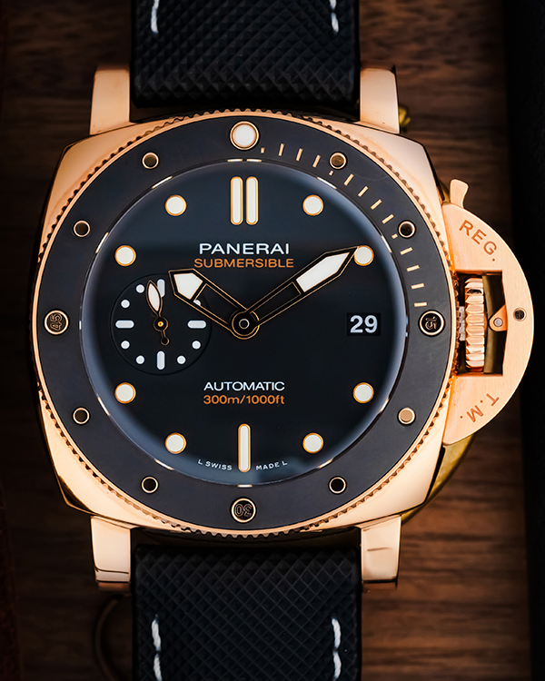 Panerai Luminor Submersible Goldtech 42MM Black Dial Rubber Strap (PAM01164)