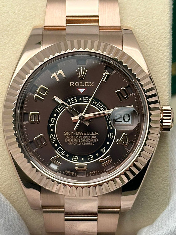 2017 Rolex Sky-Dweller 42MM Chocolate Dial Everose Oyster Bracelet (326935)