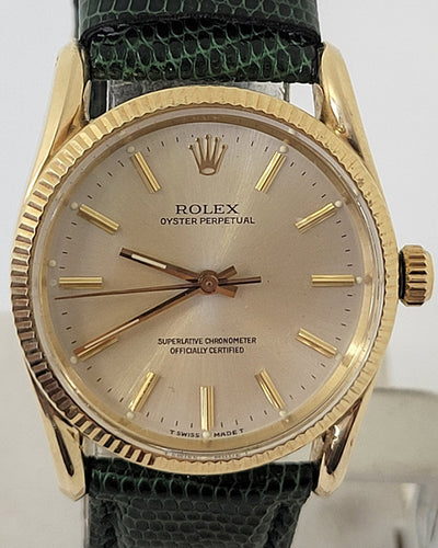 1960 Rolex Oyster Perpetual 33.5MM Champagne Dial Aftermarket Leather Strap (1011)