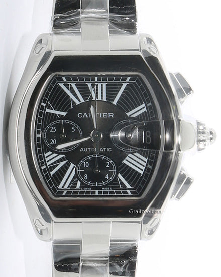 Cartier Roadster XL Chronograph 49MM Black Dial Steel Bracelet (W62020X6)