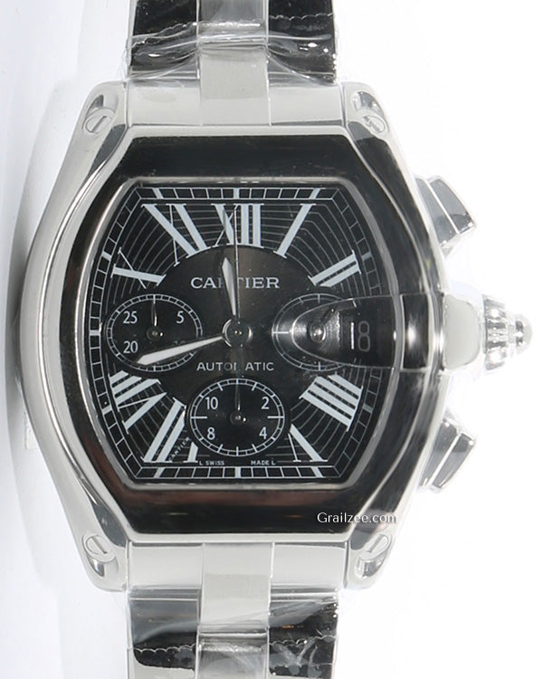 Cartier Roadster XL Chronograph 49MM Black Dial Steel Bracelet (W62020X6)