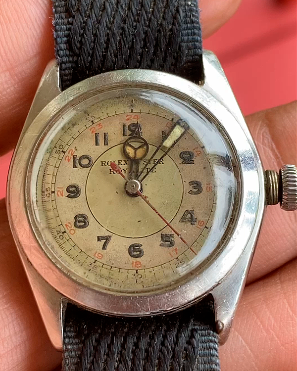 1944 Rolex Oyster Royalite 30MM White Dial Textile Strap (4220)