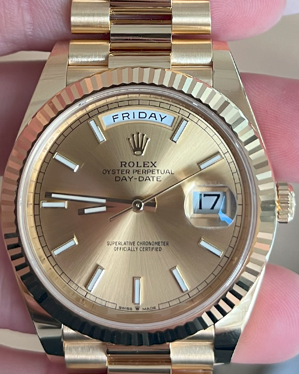 2023 Rolex Day-Date 40MM Champagne Dial Yellow Gold President Bracelet (228238)