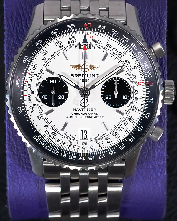 2005 Breitling Navitimer "Panda" Limited Edition 41.5MM White Dial Steel Bracelet (A233G05NP/A233G05KBD)