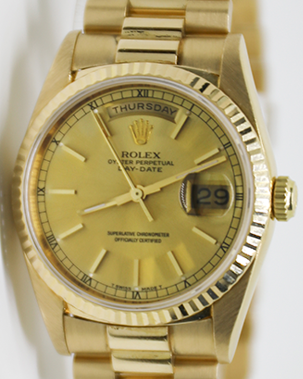 Rolex Day-Date 36MM Champagne Dial Yellow Gold President Bracelet (18238)