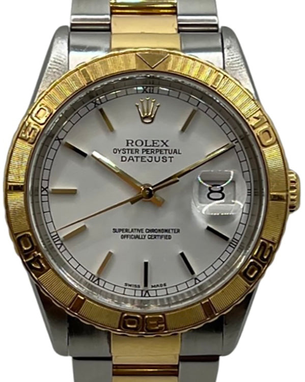 Rolex Datejust Turn-O-Graph Thunderbird 36MM White Dial Two-Tone Oyster Bracelet (16263)