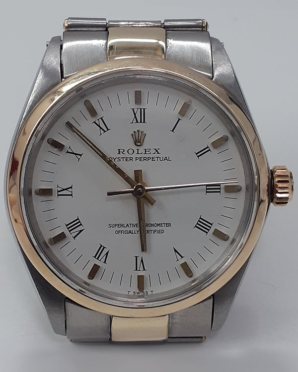 Rolex Oyster Perpetual 34MM White Dial Rivet Two -Tone Bracelet (1002)