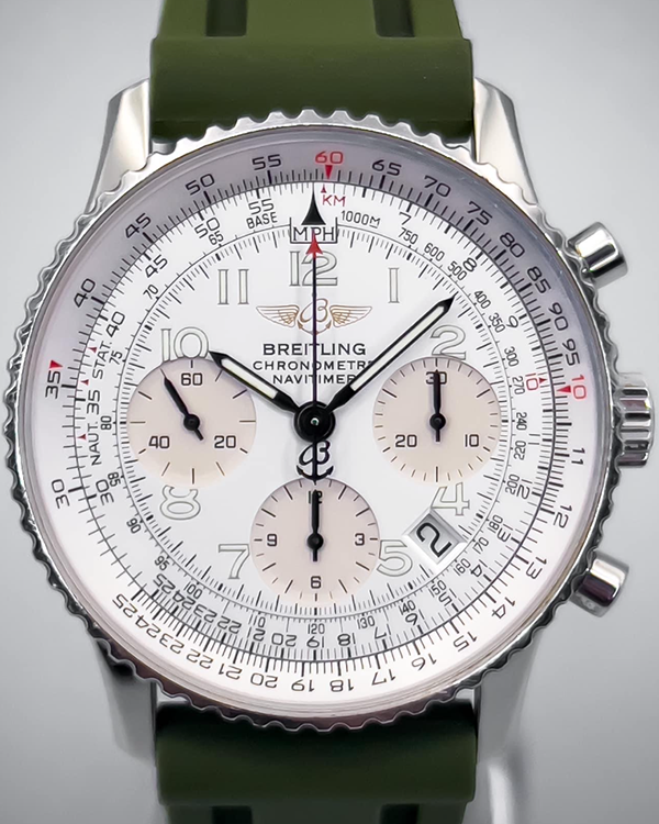 2009 Breitling Navitimer Chronometer 41MM Silver Dial Aftermarket Rubber Strap (A2332212/G533)