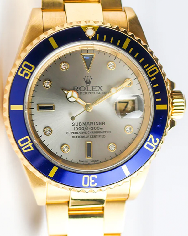 (Y serial) Rolex Submariner Date "Serti"40MM Champagne Dial Yellow Gold Bracelet (16618)