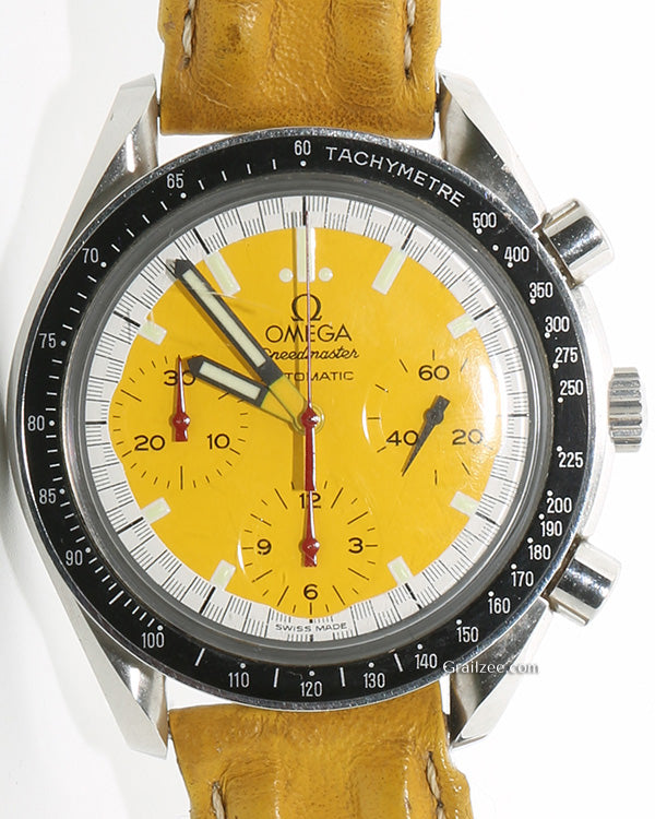 Omega Speedmaster "Michael Schumacher" 39MM Yellow Dial Leather Strap (3510.12.00)