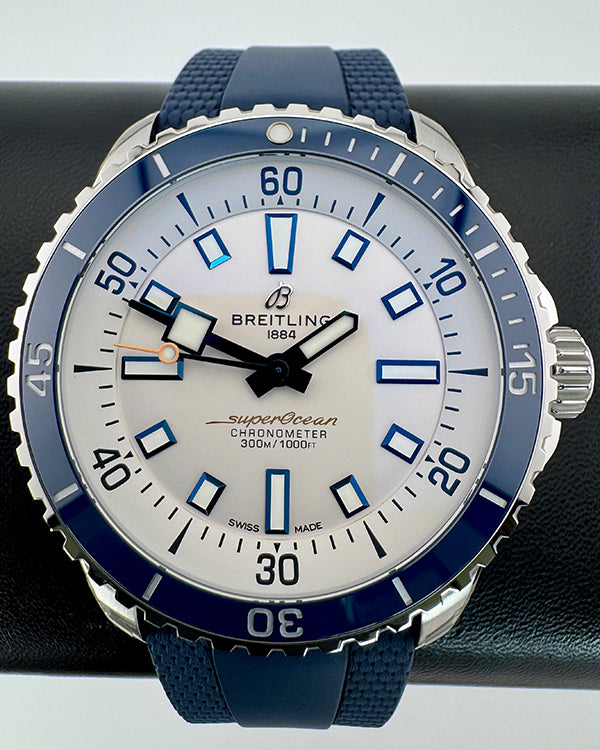 No Reserve - 2024 Breitling Superocean 42MM Silver Dial Rubber Strap (A17375E71G1S1)