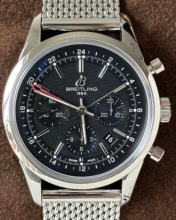 2017 Breitling Transocean Chronograph GMT 43MM  Black Dial Steel Bracelet (AB045112/BC67)