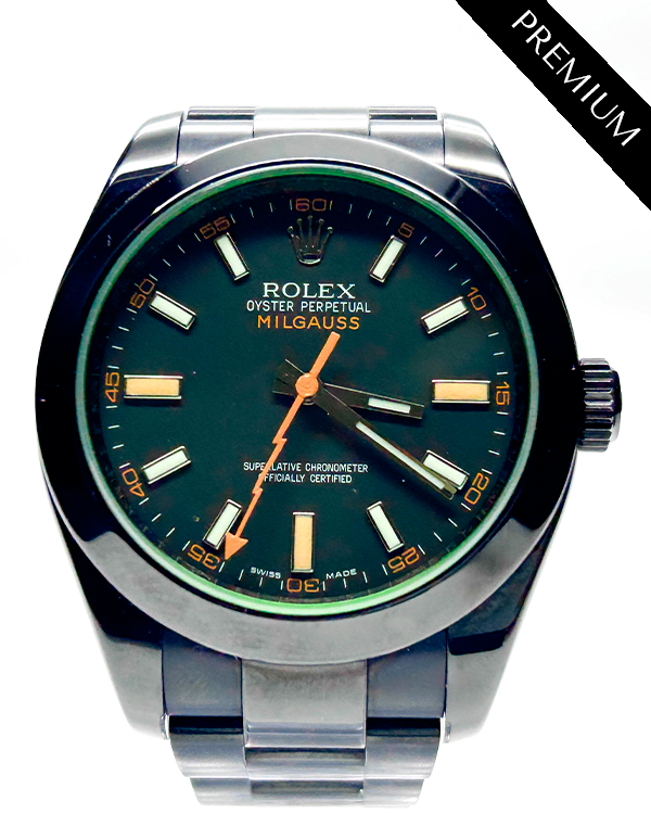 Rolex Milgauss Custom Black PVD Coated 40MM Black Dial Steel Bracelet (116400V)