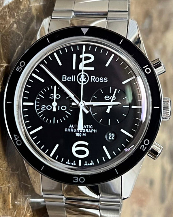 Bell & Ross BR V1 43MM Black Dial Steel Bracelet (BRV126-BL-BE-SST)