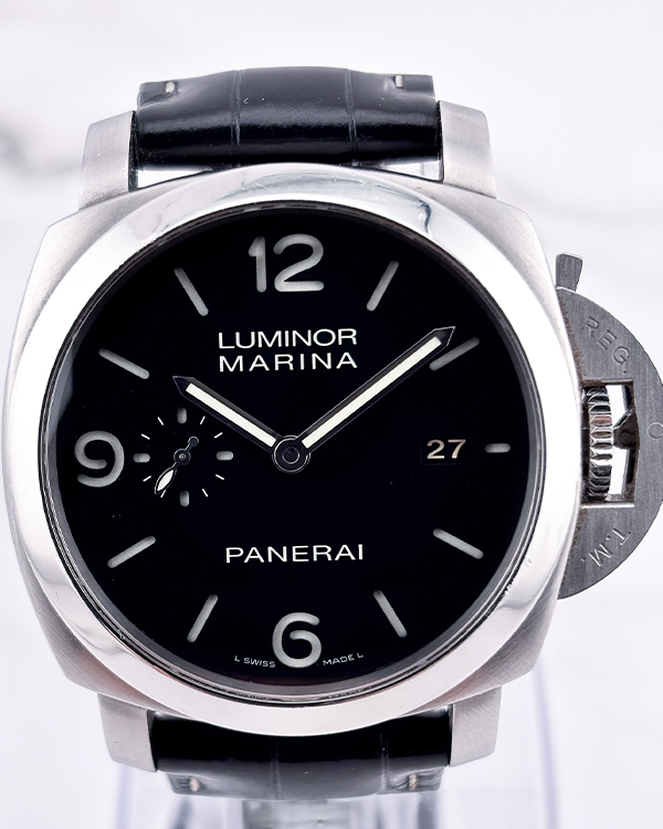 2016 Panerai Luminor Marina 1950 44MM Black Dial Leather Strap (PAM00312)