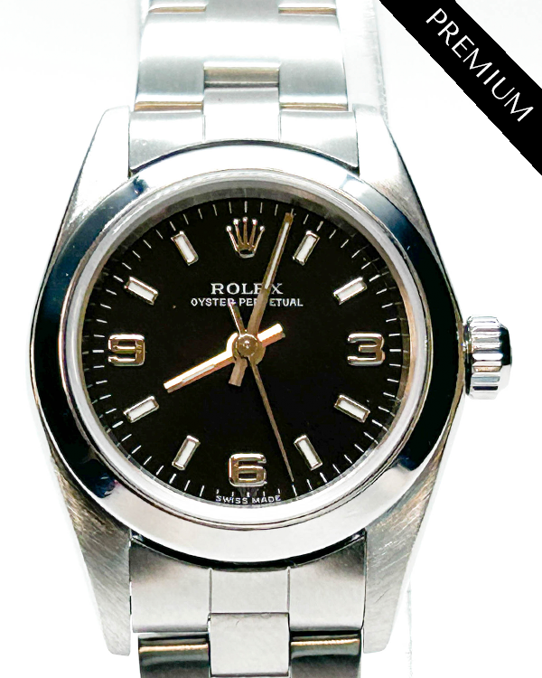 2001 Rolex Oyster Perpetual 24MM Black Dial Steel Bracelet (76080)