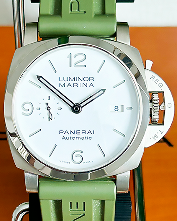 No Reserve Panerai Luminor Marina White Dial on Rubber Strap (PAM01314)